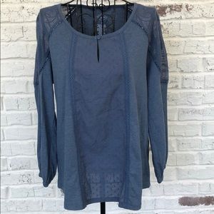 NWT- St. John’s Bay Knit/Lace Top- 3/4 Sleeves